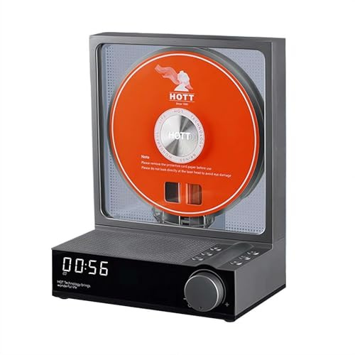 Lettore CD portatile, lettore CD verticale con altoparlante, 5 luci notturne RGB e telecomando, Bluetooth 5.3, lettori musicali HiFi, registratore con scheda TF, 4000 mAh ricaricabile, supporta USB