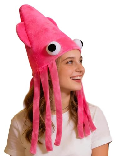 Gorros Divertidos para Niños Disfraz de Calamar de Felpa Transpirable