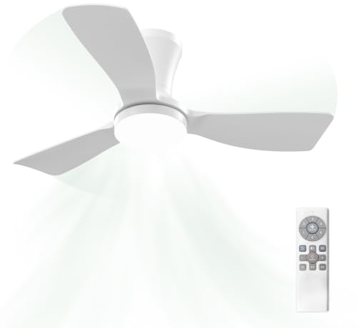 Airwit 91cm Ventilatore da Soffitto con Luce e Telecomando, 3 Pale in ABS | Montaggio a filo, LED dimmerabile, motore DC silenzioso, 6 velocità, 3 temperature di colore, per camera, soggiorno e cucina