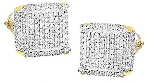 Dazzlingrock Collection 0,30 Karat (ctw) runde weiße Diamant-Ohrringe für Herren in Würfelform aus gelbem Sterlingsilber, Diamant, Sterling Silber, Diamant