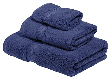 Superior - Juego de Toallas de algodón de 900 g/m2, Color Azul Marino, 3 Piezas