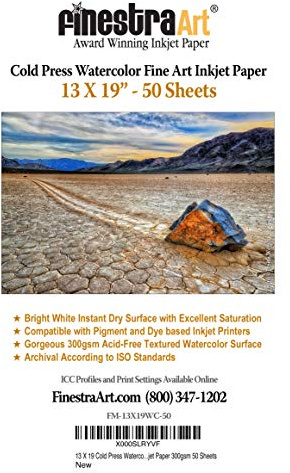 13 X 19 Cold Press Watercolor Fine Art Inkjet Paper - 50 Sheets