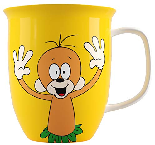 BASEOW Kaffeebecher 'Bananenblues' - Gelb, 1 Stück, 550 ml, Konisch, Kompostierbar, Wiederverwendbar, Modern, Zuhause, Heißgetränke