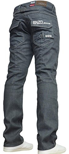Enzo BNWT Herrjeans, blå, designer, märkesprodukt, raka, tvättade, alla midjor och storlekar, 34W x 32L