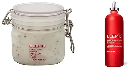 Elemis Frangipani Monoi Salt Glow Body Scrub and Body Oil (490 g and 100 ml)