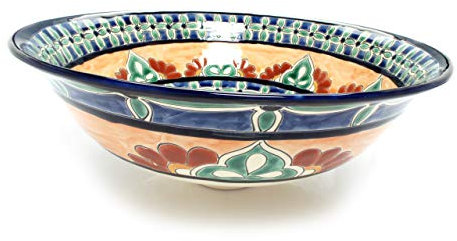 Carmita - Lavabo Mexicain Cerames | Vasque de lavabo 40,5 cm x 15 cm | Lavabo en Mexique pour salle de bain, chambre d'amis, WC