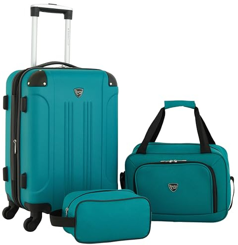 Travelers Club Sky Luggage Set, Teal, 3 Piece Set, Chicago Hardside Expandable Spinner Luggage