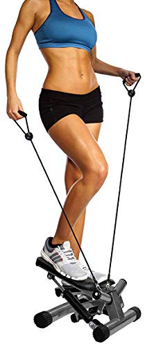 Fitvids Pre-Assembled Adjustable Mini Stepper Stair Stepper Stepping Machine with Resistance Bands, Dark Gray