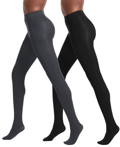No nonsense Women's Super Opaque Control-Top Tights, Black/Cobblestone, Medium