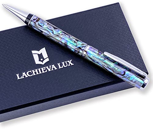 LACHIEVA LUX Kugelschreiber aus Abalone-Perlmutt, handgefertigt – Hochwertige deutsche Mine, ideal für Damen und Herren im Büro