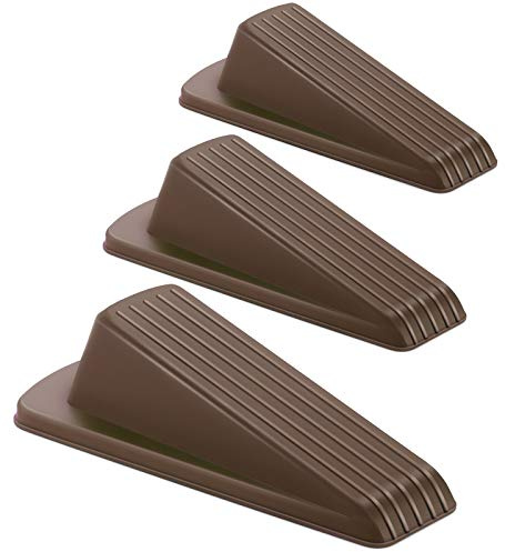 Crosize Gummi-Türstopper für Boden, Türstopper, Keil für schwere Türen, 3 Stück, Braun