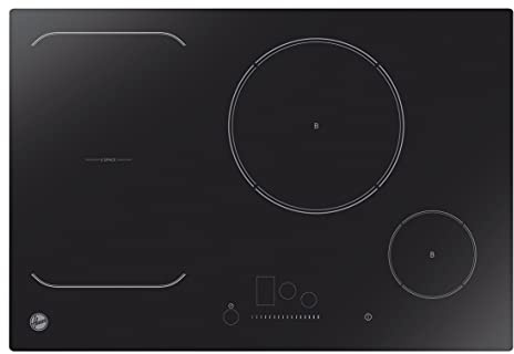 Hoover H-HOB 700 HIE844SB1, Placa inducción 3 fuegos + 2 zonas Flex, 15 potencias, Calentamiento rápido, Temporizador, 7400W, Biselada, 77cm, Negro