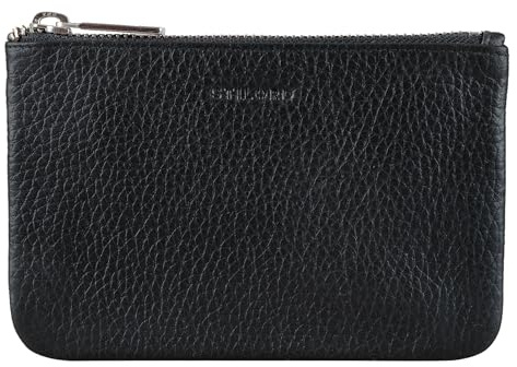 STILORD 'Samy' Kartentasche Leder Kartenetui Vintage Ledermäppchen ideal als Geldbörse Kreditkartenetui Schlüsseletui Organizer Reise Etui für Herren Damen Echtleder, Farbe:schwarz