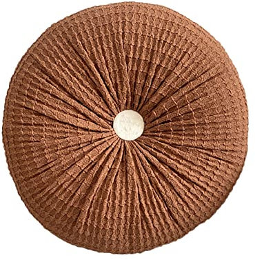 Martin Kench Rund KissenTatami Kissen Plissee Kürbis Dekokissen Couch Weich Kissen Sofakissen Dekoration für Wohnzimmer Zuhause Sofa Stuhl Bett (Braun)