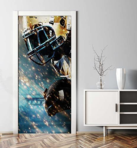 MyMaxxi - Tür bekleben mit Türtapete Türposter Türfolie Selbstklebend 90x200 Amerikanischer Football Spieler - Tür verschönern Türaufkleber Türposter Türklebefolie Ballsport grau