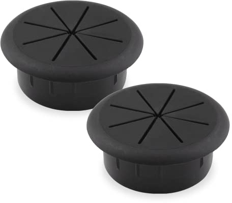 Suiwotin 2pcs 2 Inch Cable Grommet, Flexible Desk Grommet, Cable Cord Hole Plug Wire Hole Cover for Desk, Table, Wire Pass Through (Black)