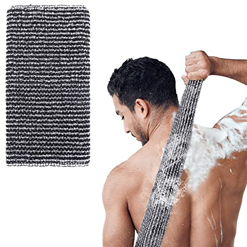 Sibba 1 Pezzo Esfoliante Corpo Scrubber Doccia Lavare Panni Neri Loofah Net Bagno Posteriore Esfoliante Rondella Asciugamano Strumento di Cura della Pelle Scrub Viso Lavamani Uomini Donne