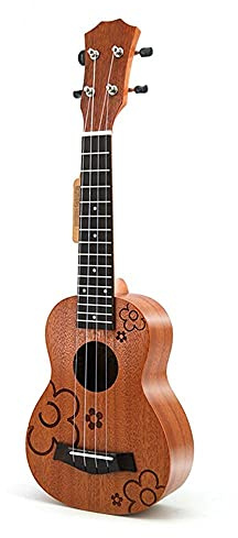 CAZARU Ukulele 21 Zoll Mahagoni Flower Sopran Ukulele Vier Saiten Mini Reisegitarre