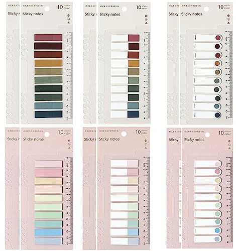 MXDHOKY 2400 Stück Haftstreifen, Klebemarkierungen, Pagemarker, Klebezettel, Index Haftnotizen Tabs, Pastell Set Sticky Tabs, mit Lineal, für Lesezeichen,Studieren,Büro