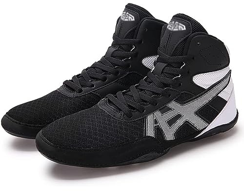 Chaussures de boxe Chaussures d'haltérophilie pour hommes, Bottes de boxe, Chaussures de squat, Bottes de boxe montantes, Chaussures de lutte d'arts martiaux, Baskets multifonctionnelles,Noir,38