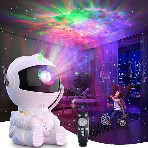 Astronaut Galaxy Projector Starry Night Light Projector, Astronaut Light Projector with Nebula and Remote Control, USB Powered 360° Adjustable Spaceman Projector