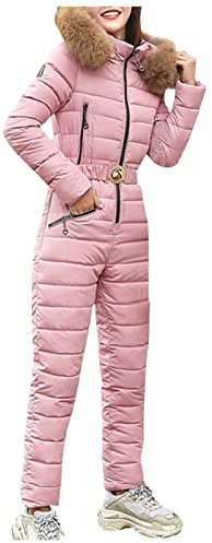 Damen Snowboard Skisuit - Einteilig Warm Skioverall Mode Hoodie Skijacke Lässig Warmhalten Verdicken Skianzug Ski-Anzug Schnee Skianzug Winter Ski Jumpsuit Outdoor Winter Warme Skifahren