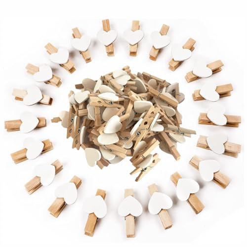 aqlbhz 100 Pcs Mini Wooden Clothespins Pegs for Crafts, Wall Decor, Home, School, Clothing, Weddings & Events, 3cm