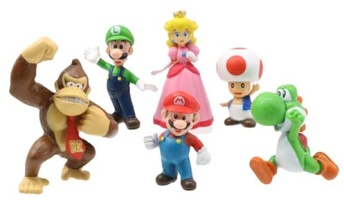 ZKTSRY 6 Pcs Set Mario Cake Decoration Toys Bros Super Mary Princess Collectible Figurine Gifts Decoration Figures Toy