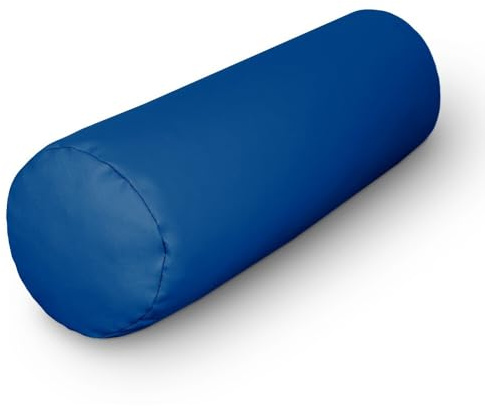 HAPPERS Cojín Cilíndrico de 50x15 en Polipiel Azul. Rollo Cervical para aliviar Dolor postural o Dormir