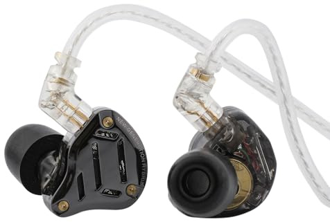 Linsoul KZ ZS10 PRO 2 i öronmonitor IEM, 1DD+4BA hybridtrådbundna öronsnäckor, med 4-nivåers inställningsbrytare, 3-vägs crossover spelöronsnäckor, silverpläterad IEM-kabel för musiker ljudfil (svart