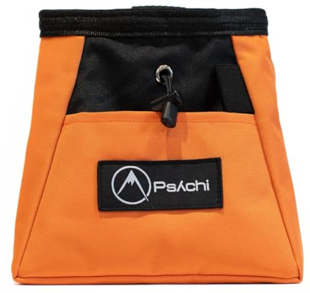 Psychi OG Chalk Bucket Bag mit Aufbewahrungstaschen und Tragegurt für Klettern, Bouldern, Fitnessstudio, Hellorange