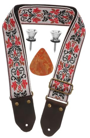 SAFIGLE Feine Handwerkskunst Gitarrenzubehör Einstellbarer Breiter Gitarrengurt Druckmuster Bequem Für Akustik
