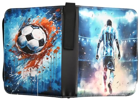 Fussball Karten Sammelalbum mit Großem Fassungsvermögen, 50 Seiten und 400 Karten, Tragbares Sammelalbum Fußball Karten, Wasserdichtes Fußball Sammelalbum aus PU-Material
