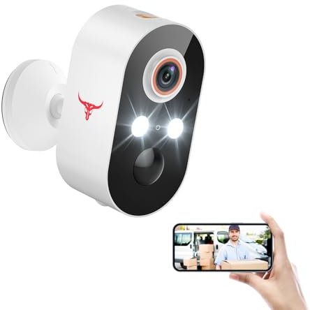 FISHBOT 1080P Wireless Security Camera, Outdoor/Indoor Home Cam with 2-Way Talk, Smart AI Human Detection, Battery Power, 2.4G WiFi Surveillance, Color Night Vision, Cloud Storage (1-pack)