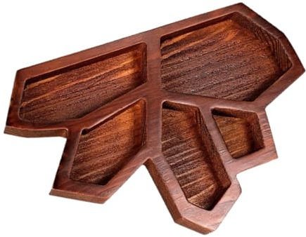 Zerodeko Plateau Décoratif en Bois Marron Assiette de Présentation en Cristal, pour Organiser et Exposer Bijoux sur Comptoir ou Chambre