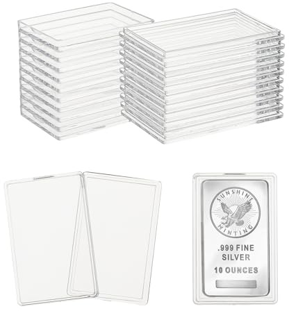 NICENEEDED 20 Stück Acryl-Halter für 1oz Silberbarren, Innenmaß 30 × 50 mm | Transparente rechteckige Aufbewahrungsbehälter für Gold- und Silberbarren, Kapselbehälter für 1oz Silberbarren