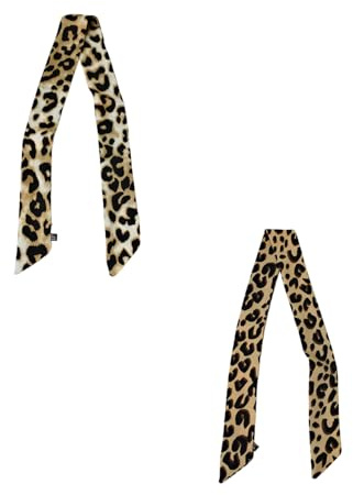 Xvbhaq 2 Stück Schal Damen, Leopardenmuster, 90cm, Schmale Krawatte, Seidenschal, Haarband, Dekorieren für Haare, Taschen