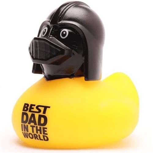 Duckshop I Badeente Best Daddy I Quietscheente I inkl. Quietscheentchen Schlüsselanhänger im Set I Geschenk Film-Fans