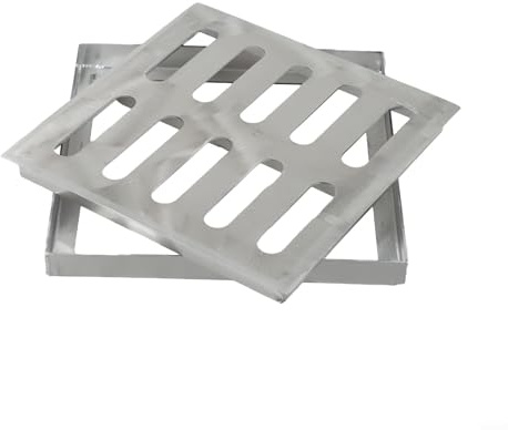 Feegow Rejilla de acero inoxidable para drenaje al aire libre, cubierta de drenaje de suelo, cubierta y marco, para baño, cocina, inodoro (200 x 200 x 20 x 2 mm)