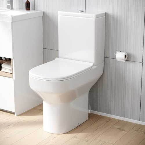 Nes Home Modern Comfort Height Close Coupled Toilet Cistern & Soft Close Seat