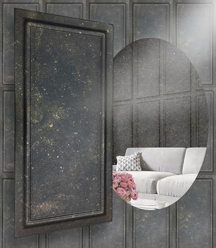 3D Wandpaneele aus XPS Polystyrol Styropor – Schwarz Gold Beton - Klassische Wand- & Deckenverkleidung in Rahmenoptik, Betonoptik – 100x50cm