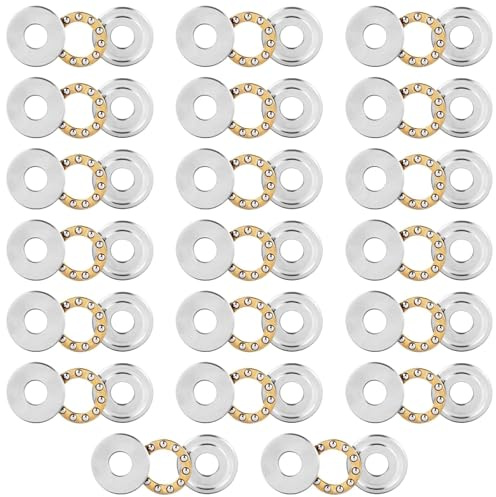 LOLYSIC 20 Stück F8-22M Miniatur Schubkraft Axialkugellager, Kugellager 8 mm x 22 mm x 7 mm, Druckkugellager Dicke Chromstahlband Unterlegscheiben für Maschinenbau, Förderanlagen, Industrieanwendungen