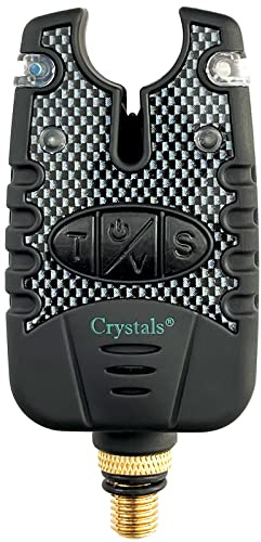 Crystals Carp Fishing Bite Alarm Set with Adjustable Volume & Tone – Fishing Swinger Indicators Included – Compact Black Case – Ideal for Carp Angling, Night & Day Fishing