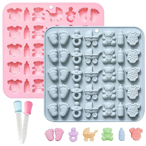 XFSRG Moule Silicone Bébé avec 2 Compte Gouttes pour Bonbon Pâtisserie Bougie Moule à Gâteau Silicone pour Décorations de Fête