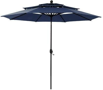 PHI VILLA Sonnenschirm Balkon Groß 300cm Balkonschirm Garten Terrasse Gartenschirm mit Kurbel UV Schutz Parasol Windfest