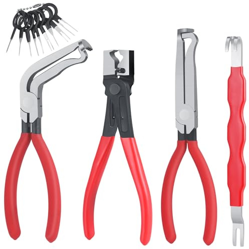 Huiguli 4 Pièces Pinces de Déconnexion Électrique, Pinces à Tronçonner avec 8 Outils de Démontage de Bornes, Séparateur de Connecteur Électrique Automobile pour Réparation