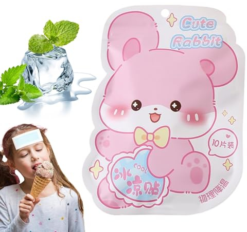 Cerotti in gel rinfrescanti – Compresse refrigeranti per collo e corpo | 10 fogli con simpatico design cartoni animati pad refrigeranti per la stagione calda per lavoratori all'aperto, appassionati di