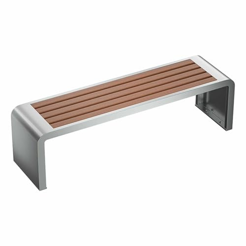 Panchina da giardino in acciaio inox, stile rustico, vintage, anticorrosione, plastica, legno, capacità di carico massima 500 kg, ideale per parchi, giardini, prati, sedie in colore naturale
