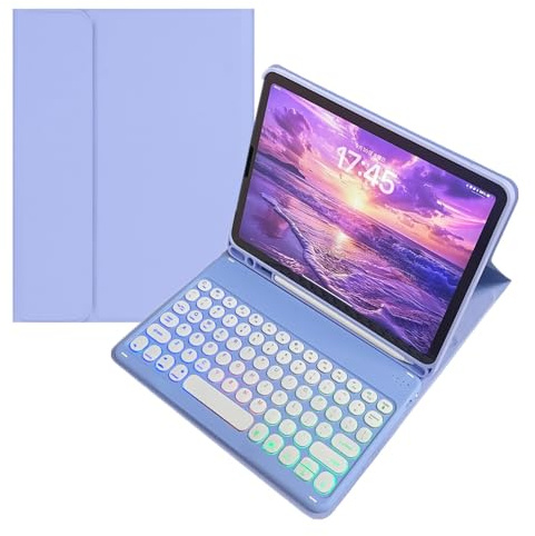kaidisen Custodia con tastiera retroilluminata arcobaleno per iPad di 6a/5a generazione 2018/2017, iPad Air 2/1, Pro 9,7 pollici, 7 colori, retroilluminazione, retro rotondo, tastiera rimovibile