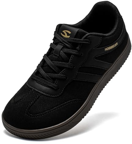 HOBIBEAR Zapatillas de estilo retro para mujer y hombre: Zapato casual ligero con puntera anatómica para comodidad durante todo el día, Negro , 39 EU